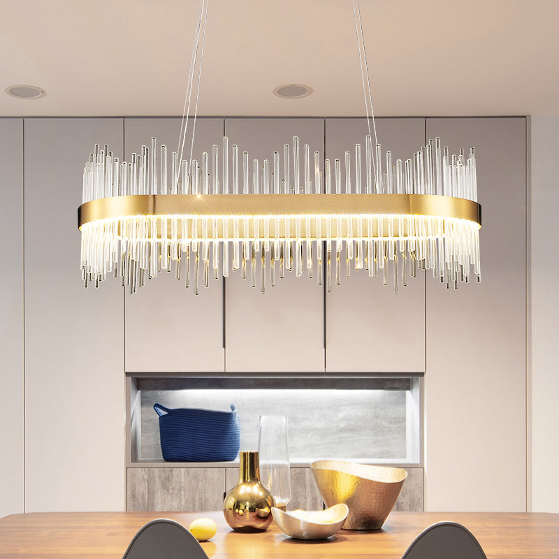 Modern Glass Kitchen Island Light in Brass with Adjustable Cables