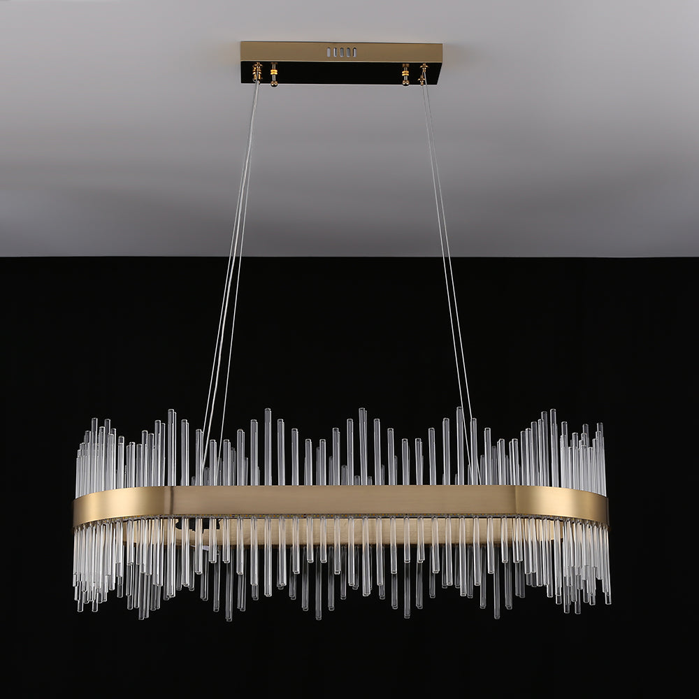 Modern Glass Kitchen Island Light in Brass with Adjustable Cables