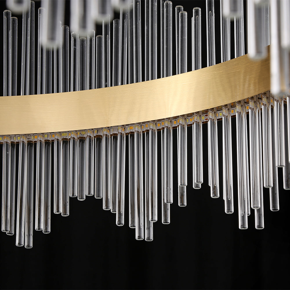 Modern Glass Kitchen Island Light in Brass with Adjustable Cables