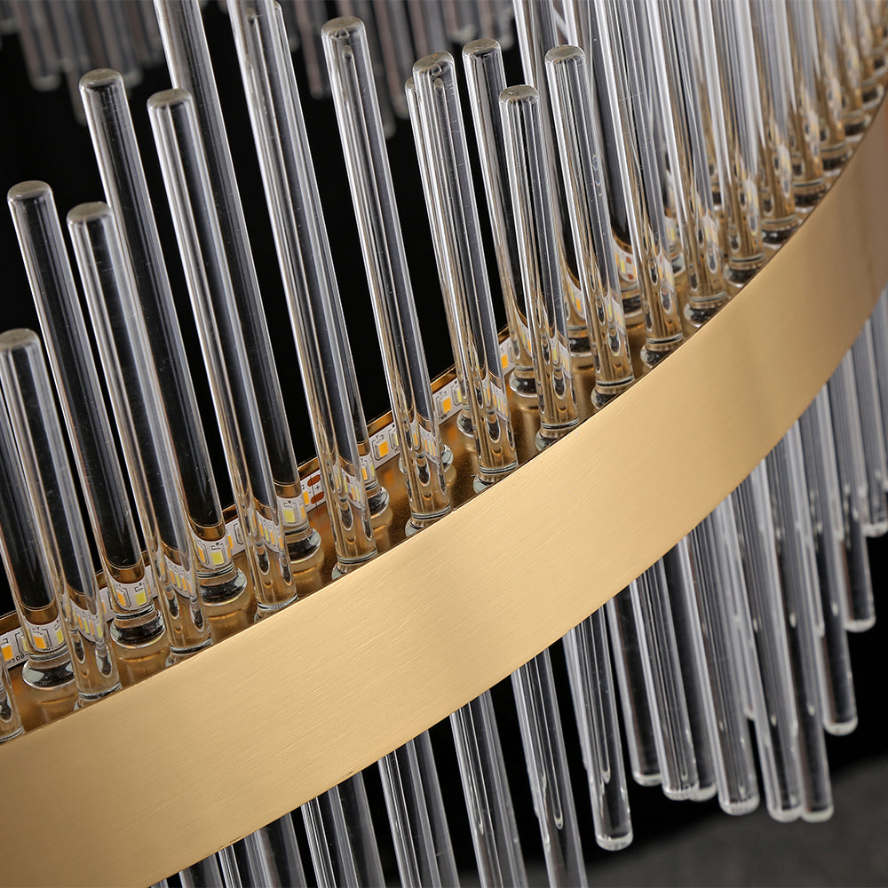 Modern Glass Kitchen Island Light in Brass with Adjustable Cables