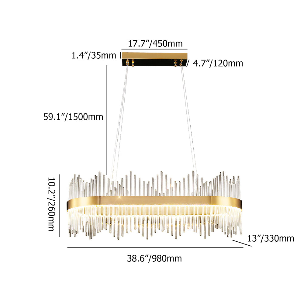 Modern Glass Kitchen Island Light in Brass with Adjustable Cables