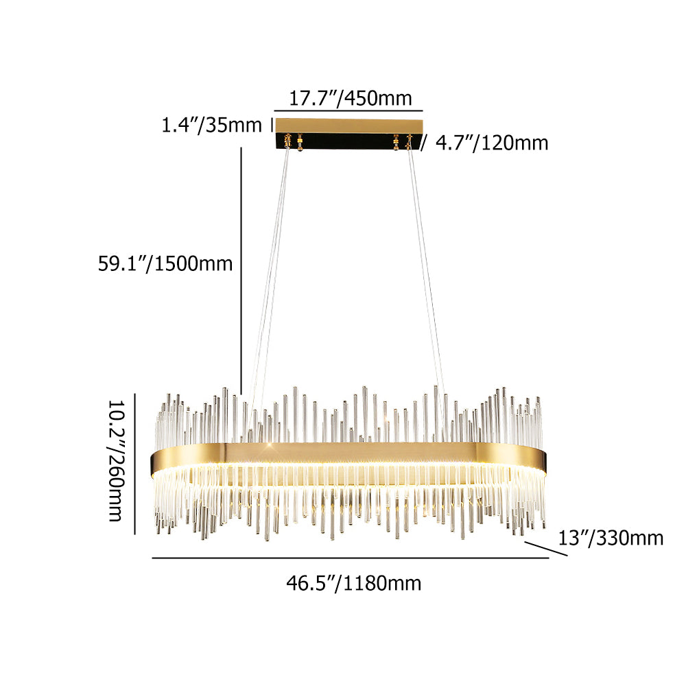 Modern Glass Kitchen Island Light in Brass with Adjustable Cables