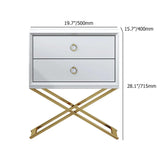 19.7" Modern Black Nightstand with 2 Drawers X-Shaped Pedestal
