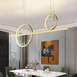 Modern Gold Linear Crystal Kitchen Island Light Metal Geometric Pendant Light