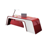 Red & White Metal Office Desk with 3 Drawers of Contemporary-Desks,Furniture,Office Furniture