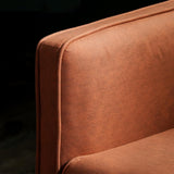 82.7"L Orange Leathaire Fabric Upholstered Sofa 3-Seater with Pillows Back Square Arm