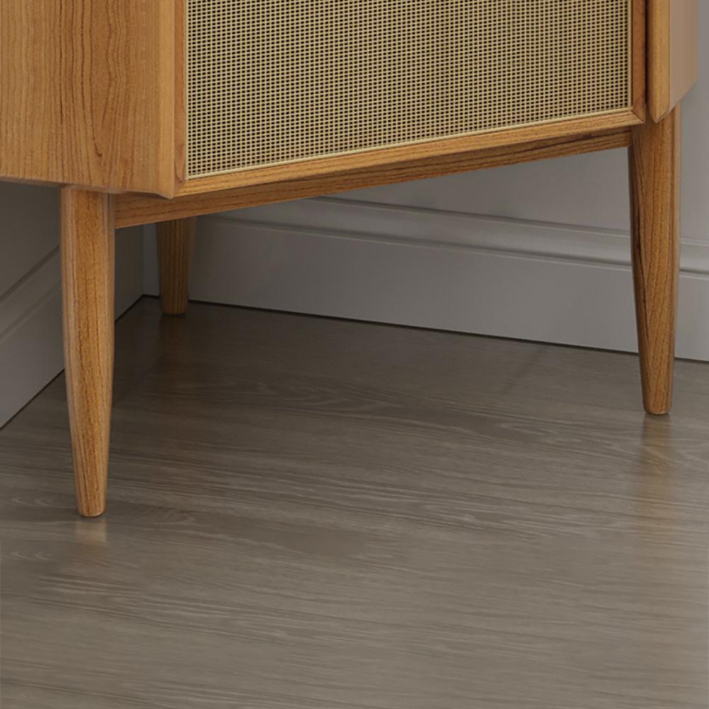 Nordic Natural Corner Cabinet 2-Door Bar Cabinet with Hutch & Shelf Rattan Woven