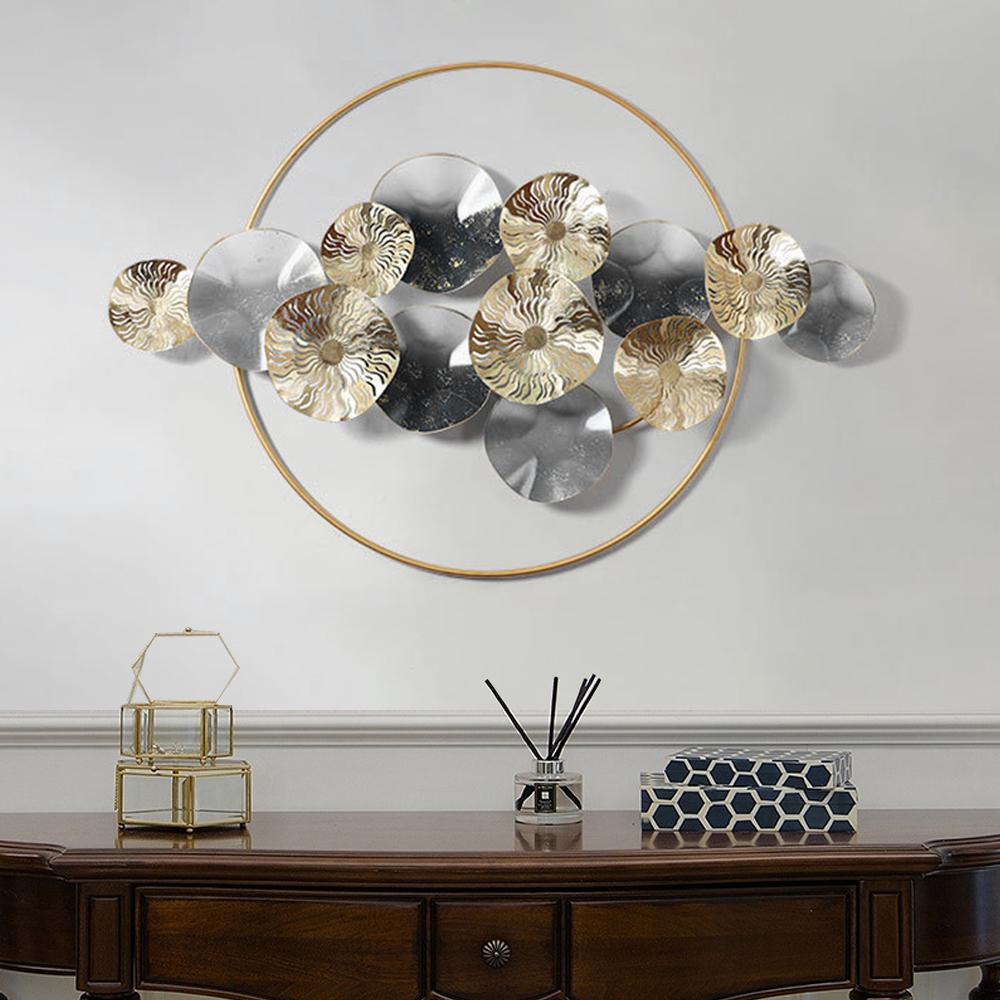 Modern Light Luxury Hollowed Leaves Metal Wall Decor in Blue