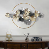 Modern Light Luxury Hollowed Leaves Metal Wall Decor in Blue