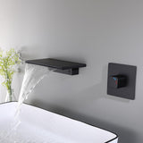 Waterfall Wall Mount Bathroom Sink Faucet Single Knob Solid Brass Brushed Gold