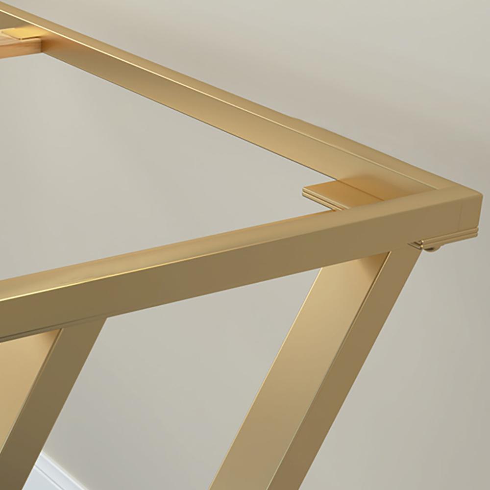 40" Modern White Rectangular Writing Desk with Gold Base