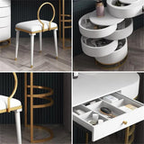 White Makeup Vanity Dressing Table with Swivel Cabinet Mirror & Stool Included