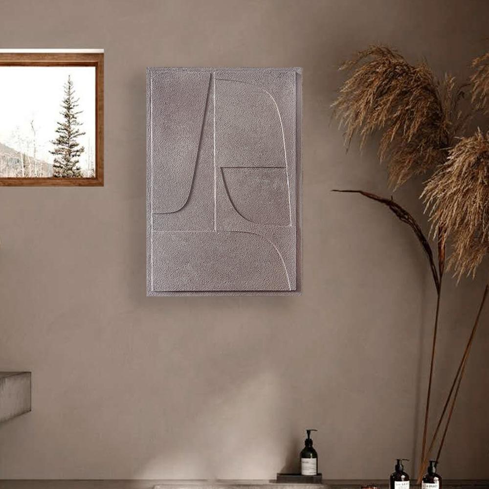 Nordic Style 3D Hanging Wall Decor Wooden Sandstone Carving Decorative Relief Painting