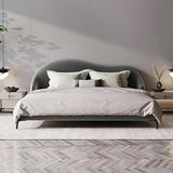 Light Pink Queen Bed Velvet Upholstered Platform Bed with Metal Legs