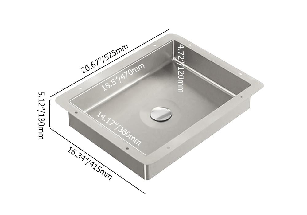 Gold Luxury Stainless Steel Rectangular Sink Undermount Bathroom Wash Sink