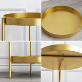 Round Metal Plant Stand 2-Tiered Gold Plant Pot Stand for Indoor&Outdoor in Small