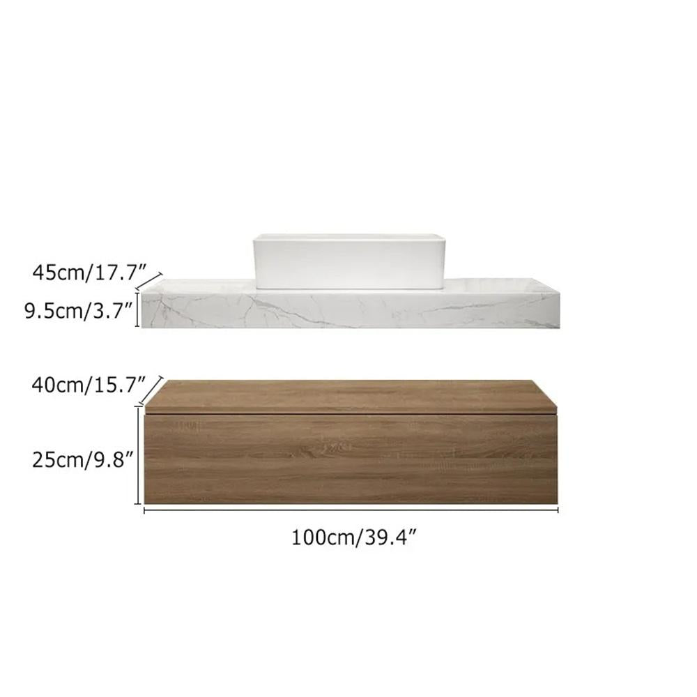 40" Modern Floating Bathroom Vanity Set With Single Sink White and Black