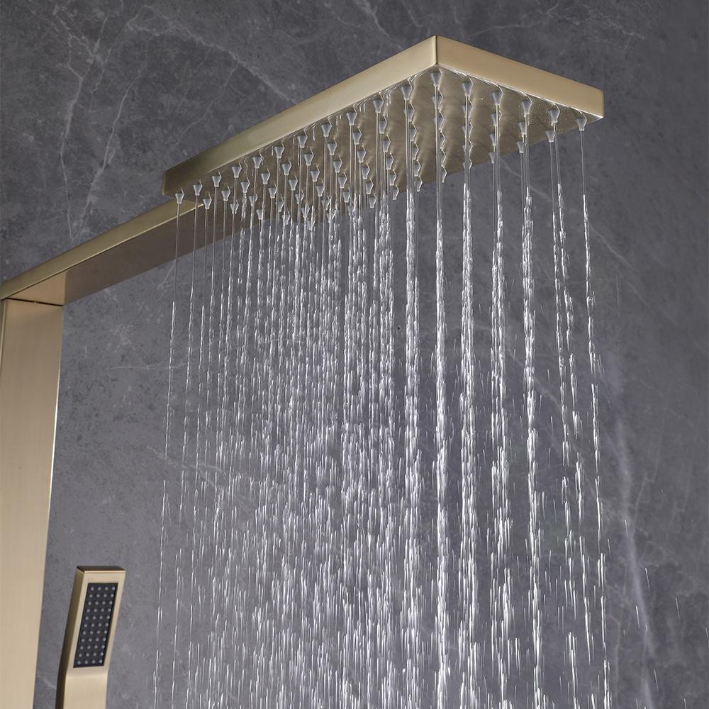 Exposed Thermostatic Shower Fixture with Rain Shower Head and Hand Shower Matte Black