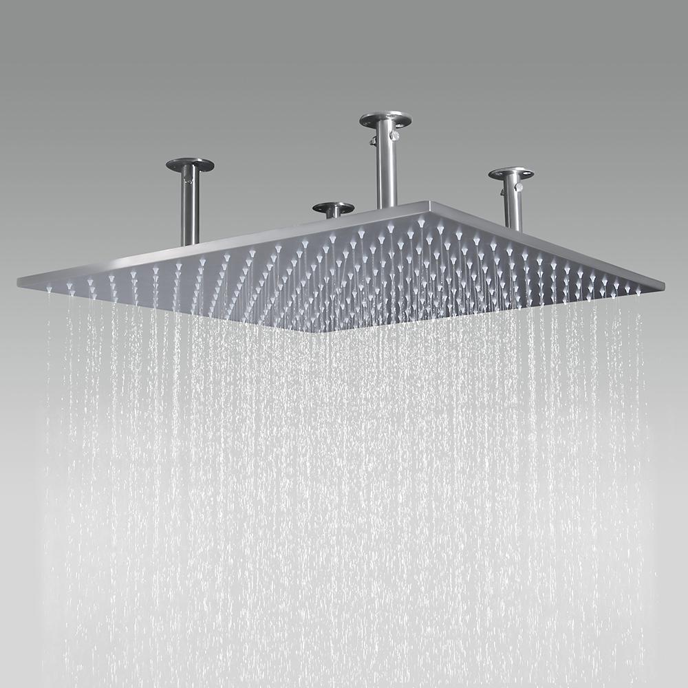 Modern Rain Thermostatic Brushed Nickel Shower Faucet Flush Mount Shower System with Hand Shower & Body Jets Solid Brass