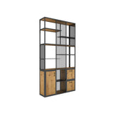 70" Industrial Etagere Bookshelf with Door in Metal