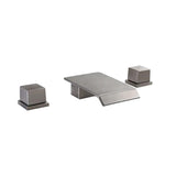 Moda Matte Black Waterfall Widespread Bathroom Sink Faucet Square Double Handle