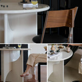 39" White Round Dining Table for 4 Seaters with Cross Base