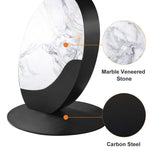 Modern 51" Round Dining Table with Lazy Susan White Faux Marble Tabletop for 6 Person
