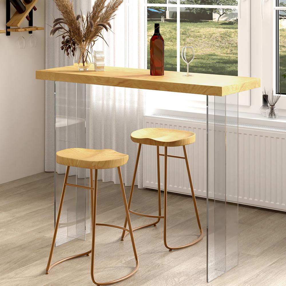 47.2" Wood Floating Bar Table Acrylic Base Bar Height Pub Table Rectangle