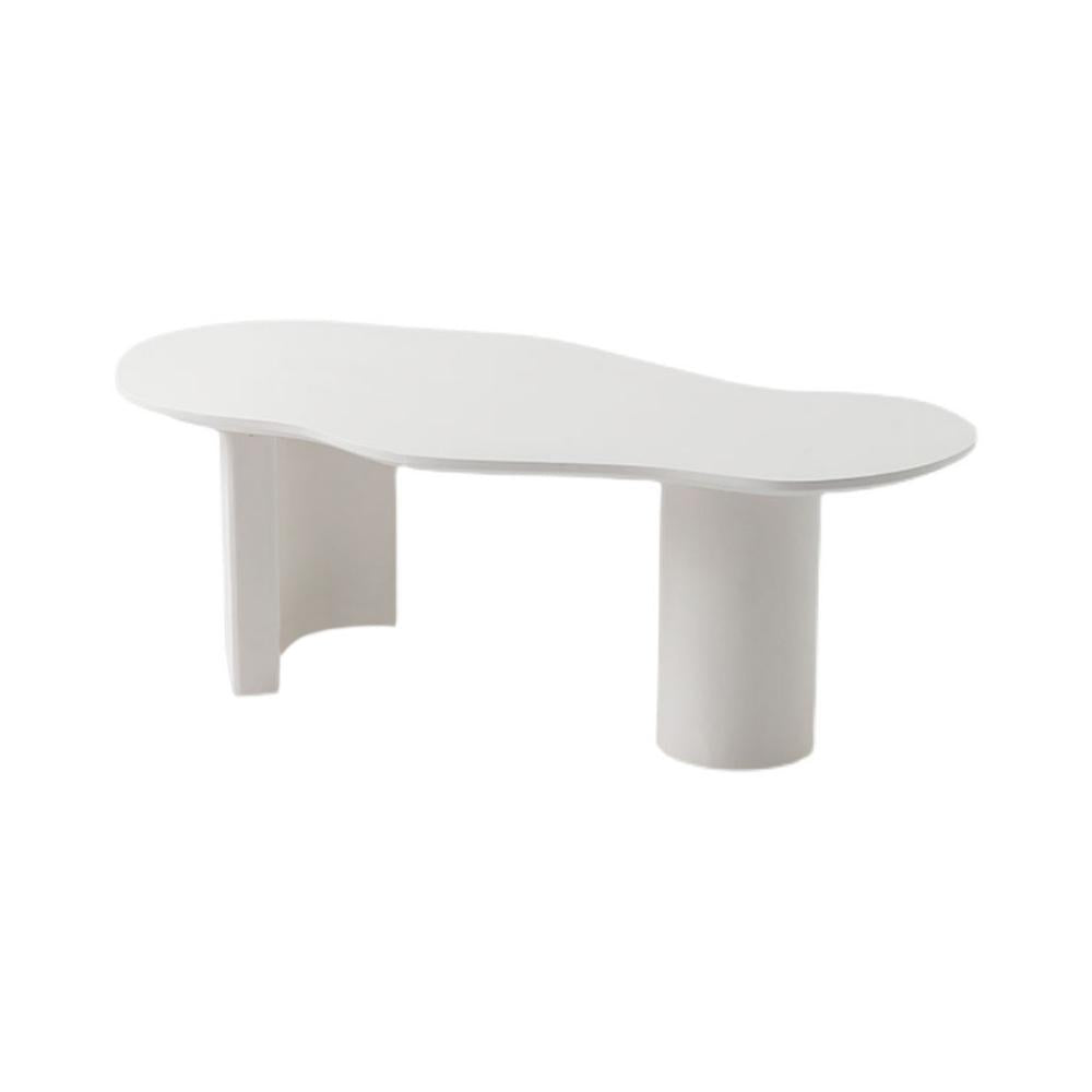 47" Modern Funky Wood Coffee Table Abstract Cloud Shaped in White