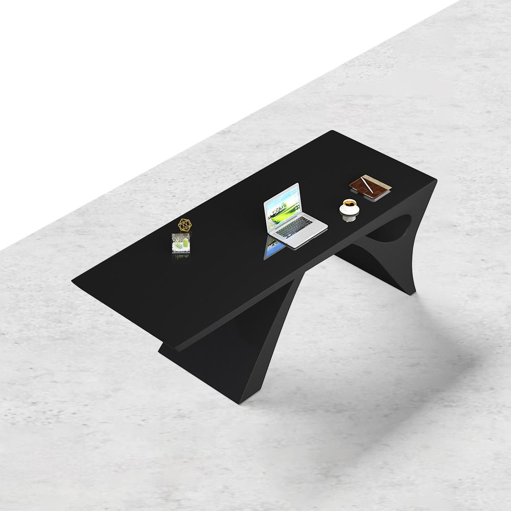 71" Modern White Computer Desk Rectangular Executive Desk with Abstract Base