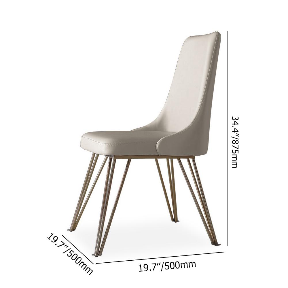 Modern Faux Leather Upholstered 2-Piece Dining Chair with Stainless Steel Legs