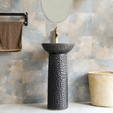 Antique Black Pedestal Sink Gaolin Wash Sink without Drain & Faucet Outdoor and Indoor