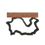 39.4" Modern Walnut & Black Consloe Table with Drawers