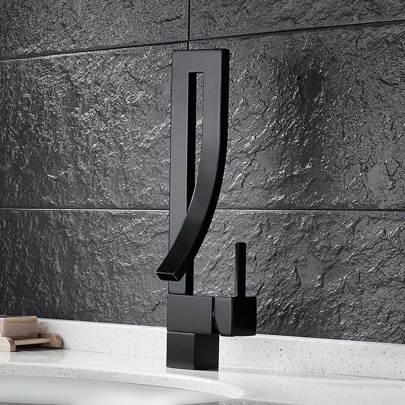 Single Handle Single Hole Bathroom Sink Faucet with Waterfall Spout in Chrome Brass