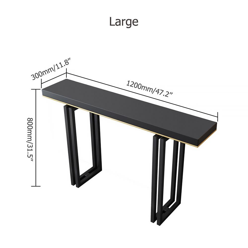 47" Entry Accent Table Narrow Console Table Black Solid Wood & Metal in Large