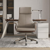 Silla de escritorio de oficina de cuero reclinable Silla ejecutiva de color caqui giratoria ajustable con respaldo alto