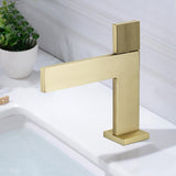 Brushed Gold Modern Bathroom Sink Faucet Single Handle 1-Hole Solid Brass