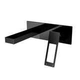 Modern Brushed Gold Wall Mount Bathroom Sink Faucet Solid Brass