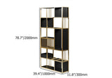 78" Modern Black Steel Geometric Bookcase 6-Tier Bookshelf Wooden Tall Book Shelf