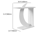39.4" White Moon Shape Console Table Rectangular Wood Entryway Table with Abstract Base