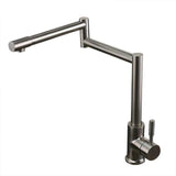 Brushed Nickel Deck-Mount Retractable Pot Filler Kitchen Faucet 1-Lever Stainless Steel