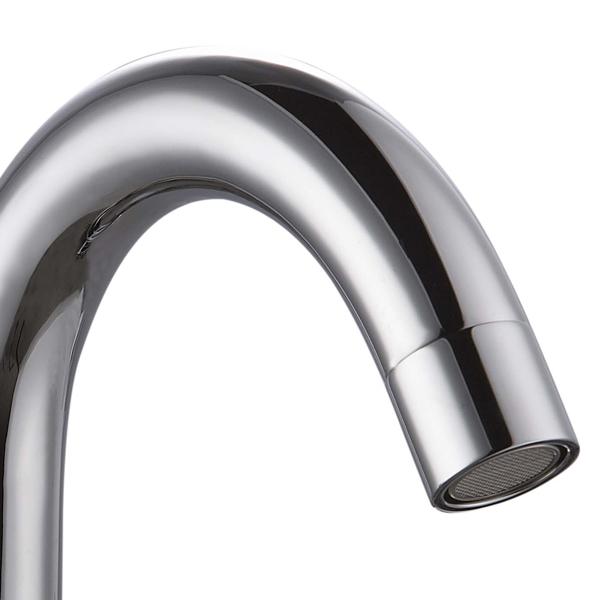 Stev Modern Chrome Widespread Double Cross Handle Bathroom Sink Faucet Goosenecked Spout