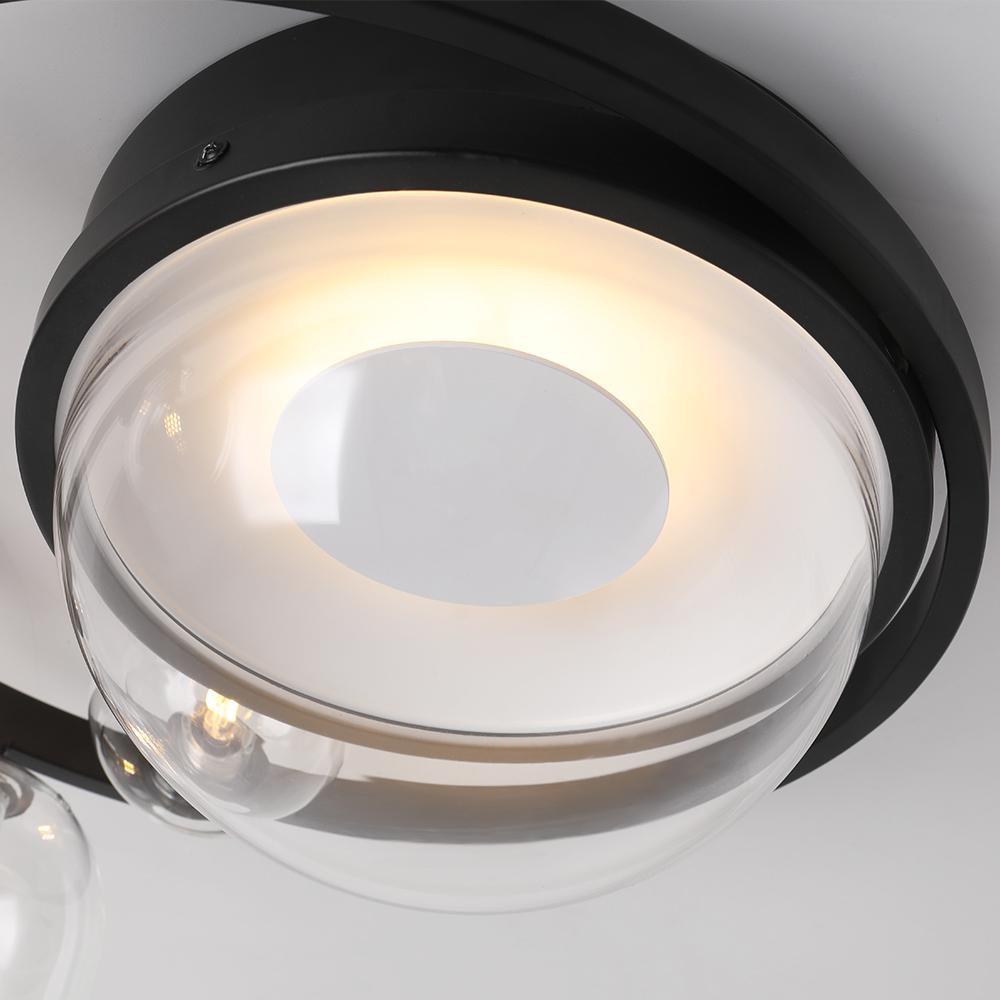 Modern 6 Light LED Black Geometric Bubble Flush Mount Ceiling Light with Glass Shade