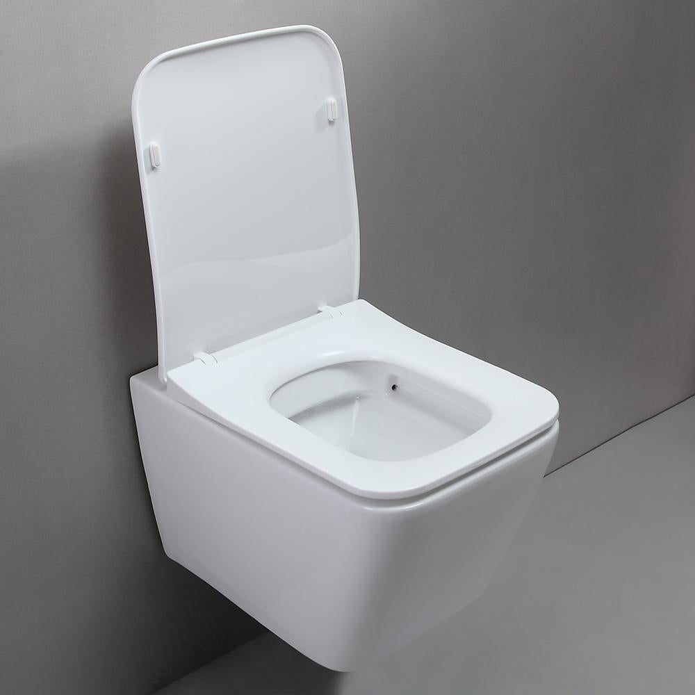 Wall Hung Toilet with In-Wall Tank and Carrier System Elongated 1.1/1.6 GPF Dual Flush in White