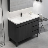 36" Modern Black Bathroom Vanity Ceramics Single Sink Freestanding with 3 Drawers