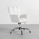 Modern Office Chair Upholstered Cotton & Linen Swivel Task Chair Height Adjustable