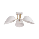 Modern 3-Light Geometric Semi Flush Mount Light Ceiling Lamp Fixture with White Shade