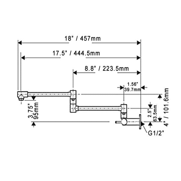 Modern Single Wall-mounted Retractable Faucet Cold Only with Dual Swing Joints