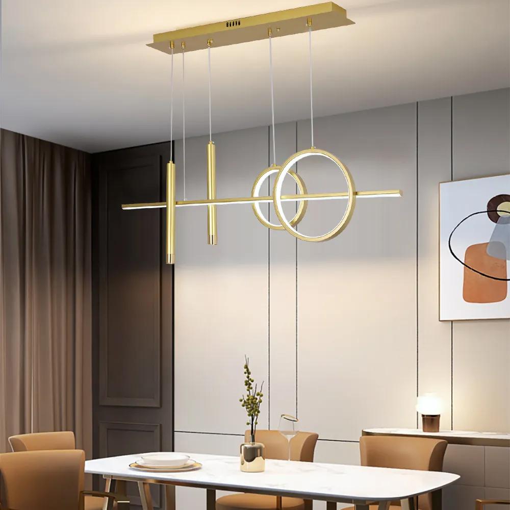 Geometric Dimmable Kitchen Island Light Metal Pendant Light in Black