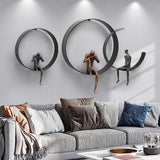 Modern 3D Artistic Figure Metal and Resin Wall Decor in Black